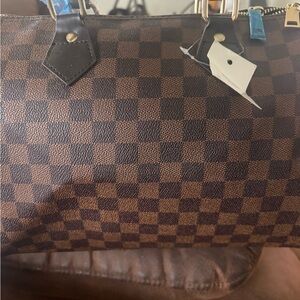 Checkered Brown Tote Bag